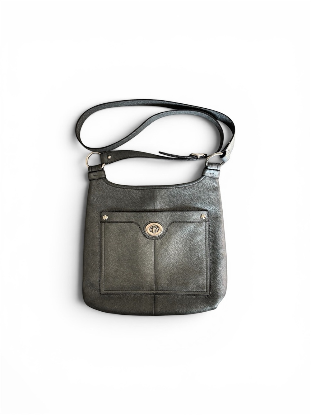 Coach gray Pebbled Leather Turnlock Crossbody